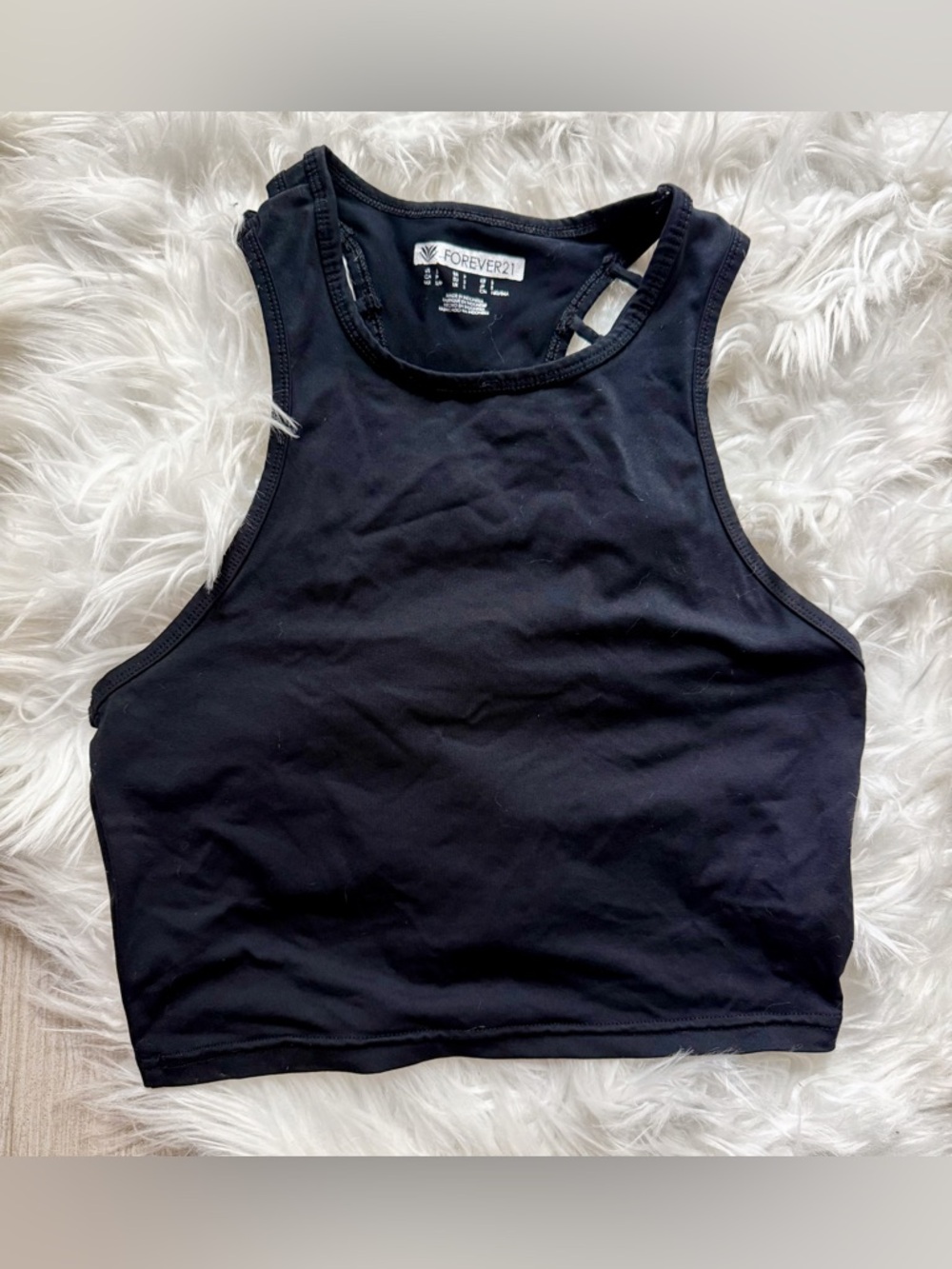Forever 21 Black Racerback Cropped Tank